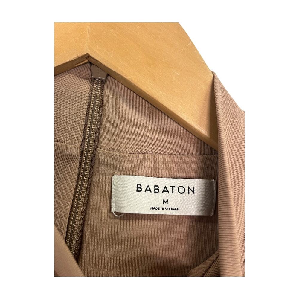 Aritzia Babaton Bodysuit Top Womens Medium Brown Mock Neck Long Sleeve Stretch - Picture 3 of 11